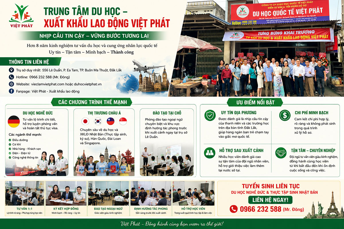 Trung tâm du học và xuất khẩu lao động Việt Phát