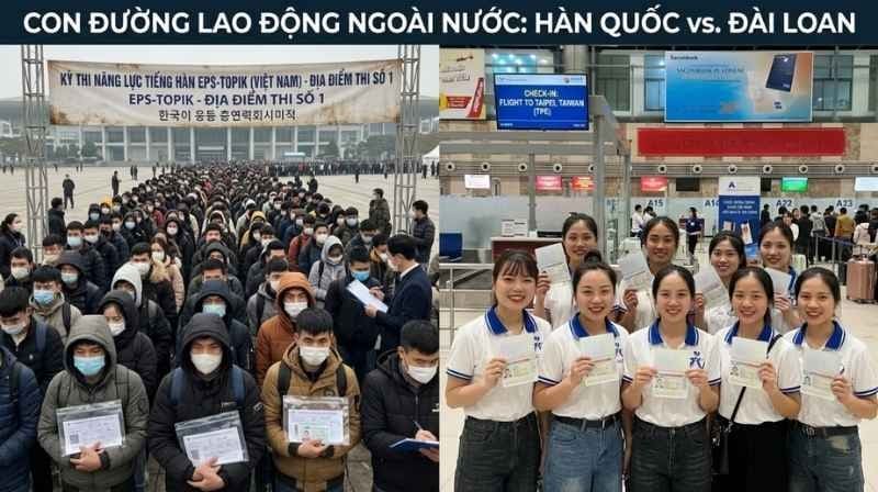 Kỳ thi tiếng Hàn EPS căng thẳng và sự thoải mái khi cầm visa xuất khẩu lao động Đài Loan.