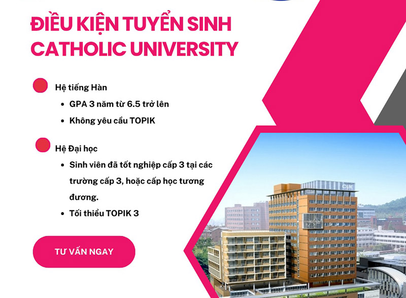 Điều kiện tuyển sinh Trường Đại học Catholic Hàn Quốc
