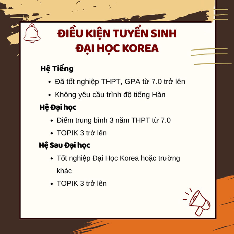 Điều kiện tuyển sinh Đại học Korea
