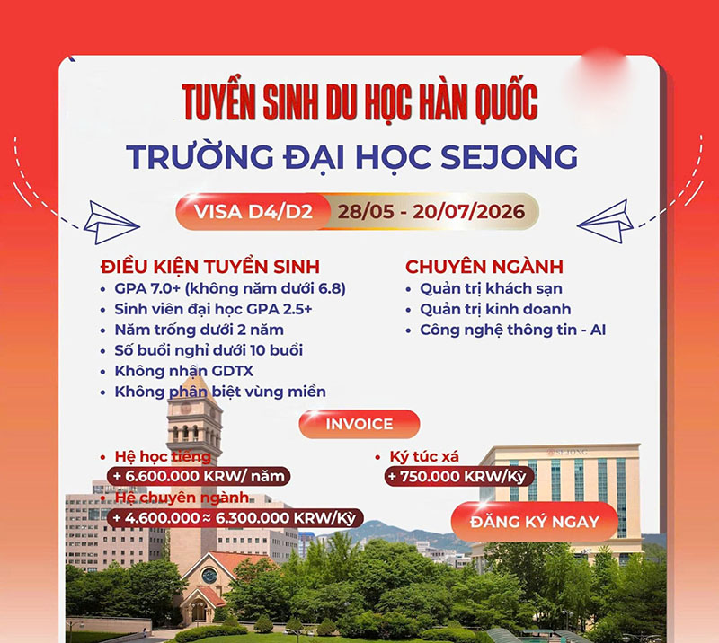 Tuyển sinh Đại học Sejong Hàn Quốc